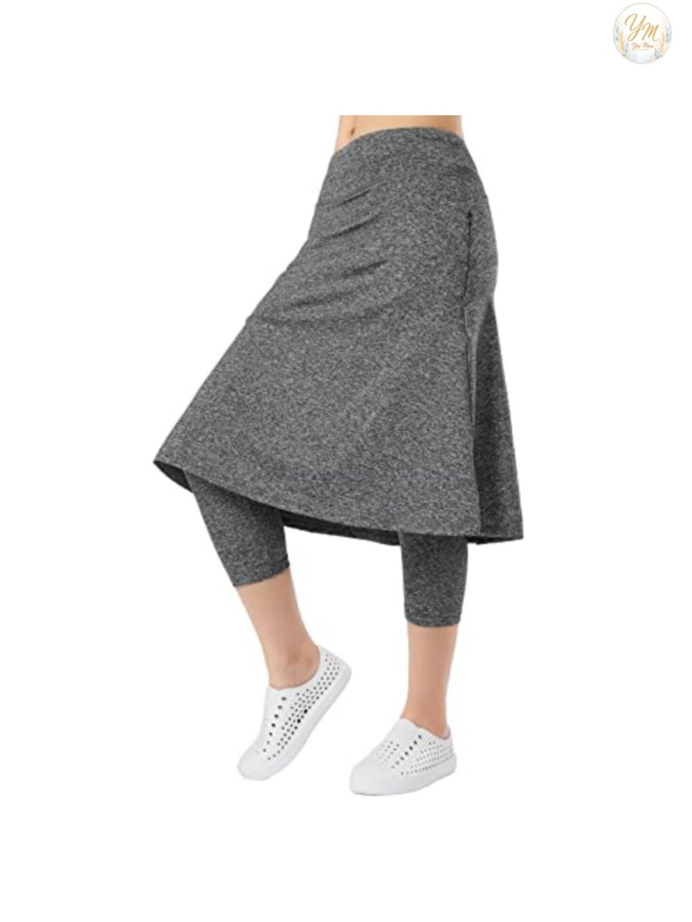 Knee Length Skirted Leggings with Pockets High Waist Athletic